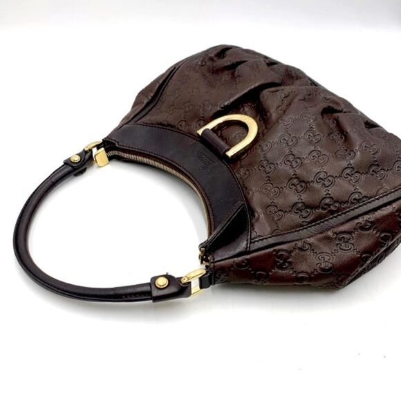 Auth Gucci Brown Guccisima Leather Abbey D Ring Shoulder Bag Preloved Purse - Picture 10 of 16